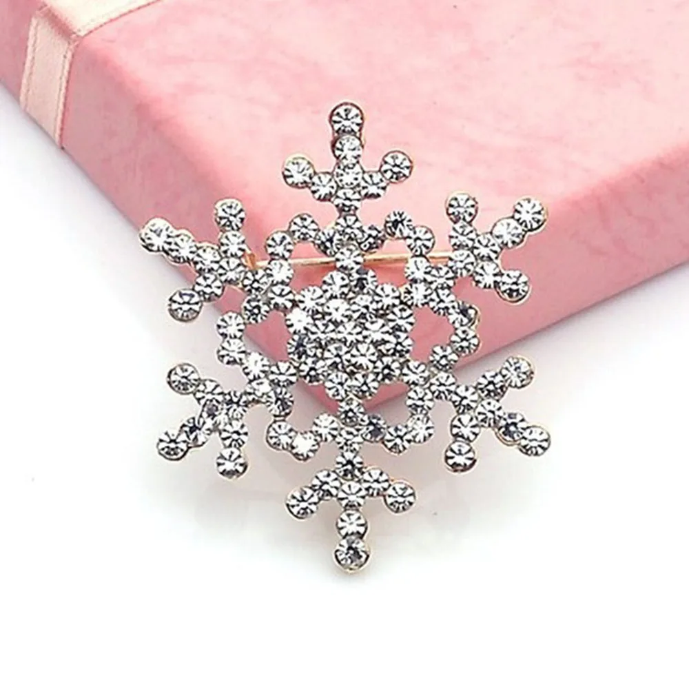Брошь для женщин на лацкан с кристаллом новый год брошь в виде снежинки
