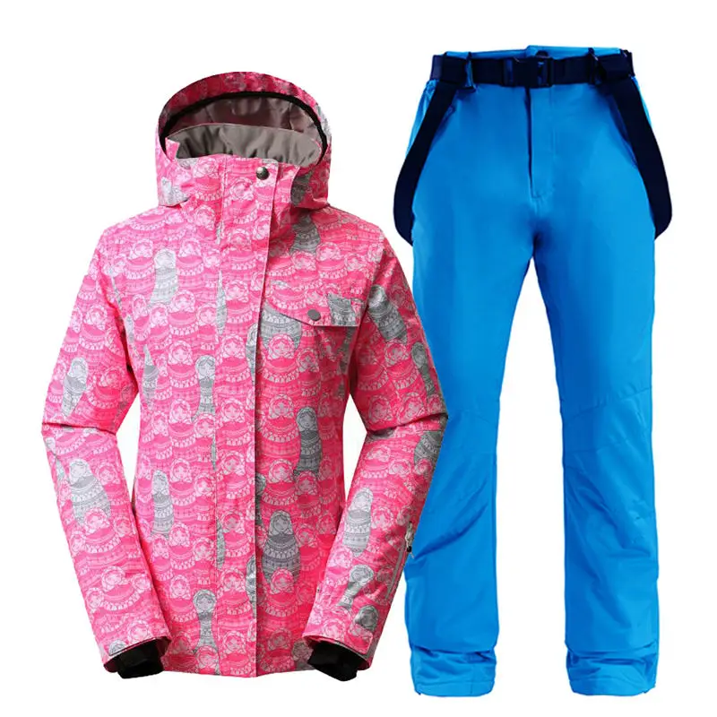 picture jacket pant Женский зимний костюм, комплекты, уличная спортивная одежда для сноубординга, 10 K, ветрозащитная Водонепроницаемая зимняя одежда, лыжные куртки+ зимние штаны на подтяжках - Цвет: picture jacket pant