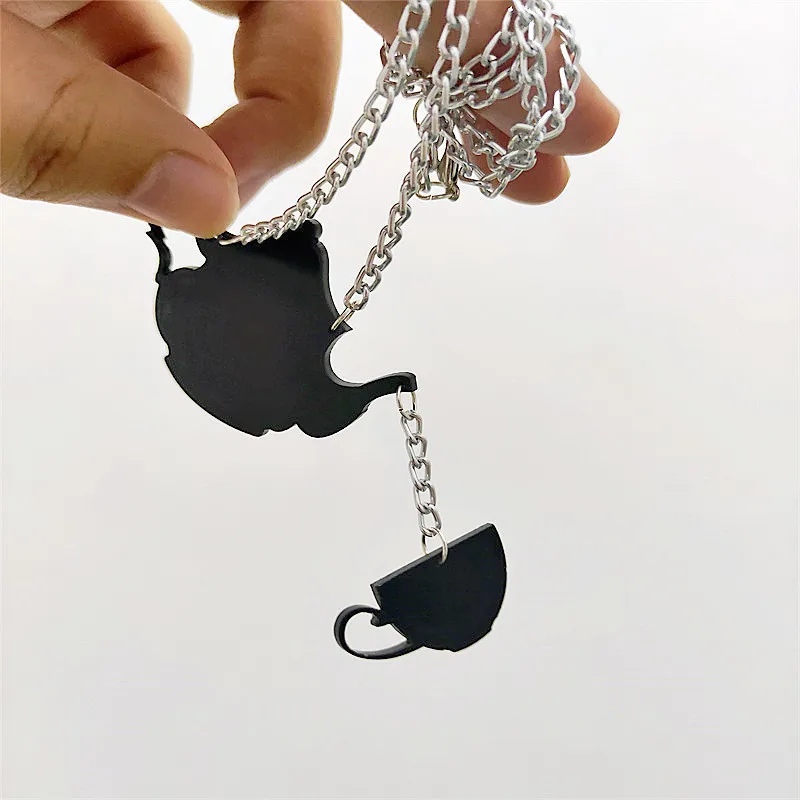 KUGUYS Модные Акриловые Ювелирные изделия женский черный чайник кулон ожерелье для