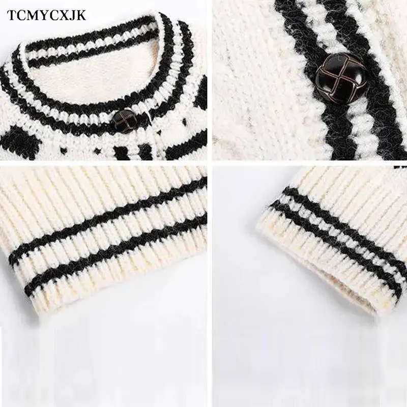 

Autumn Knitted Ladies Cardigan 2021 New Retro Round Neck Loose Sweaters Single-breasted Long Sleeve Chic Casual Sweater Jackets