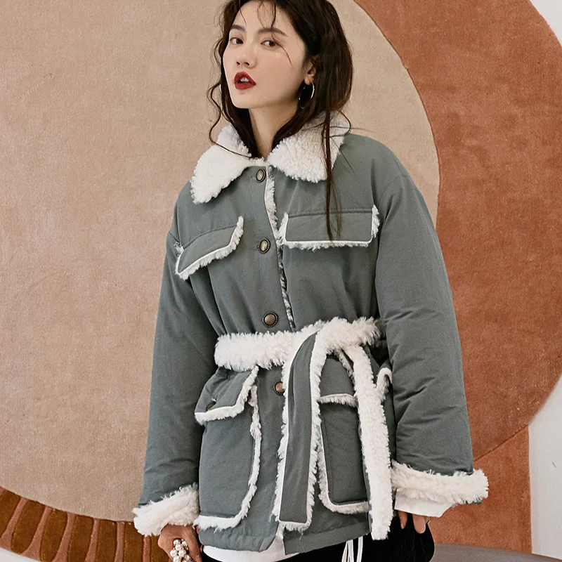 

Winter Women High Quality faux lambswool Fur OverCoats Luxury short casual Thick Warm Plus Size female 2019 grey white fahion