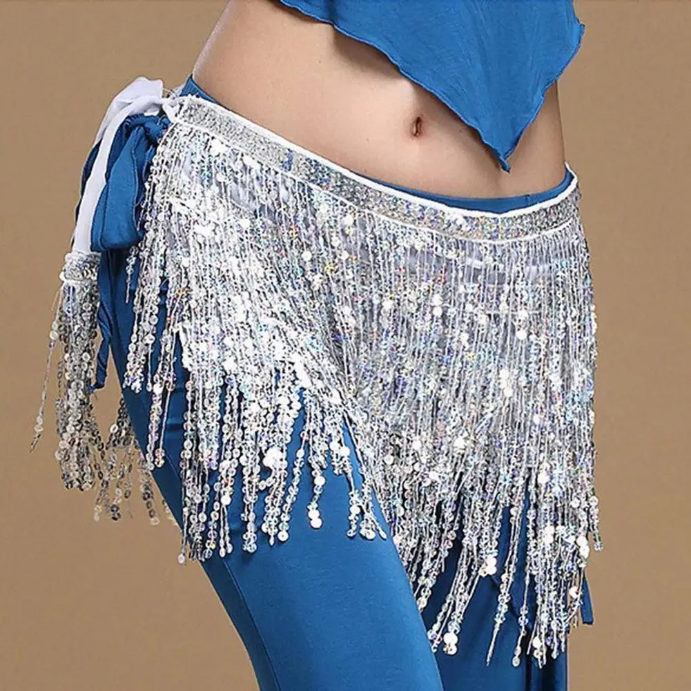 

Lady Women Belly Skirt Sequins Decor Eye-catching Viscose Belly Dance Hip Scarf for Belly Dance Adult Dance Wear Drop Shipping