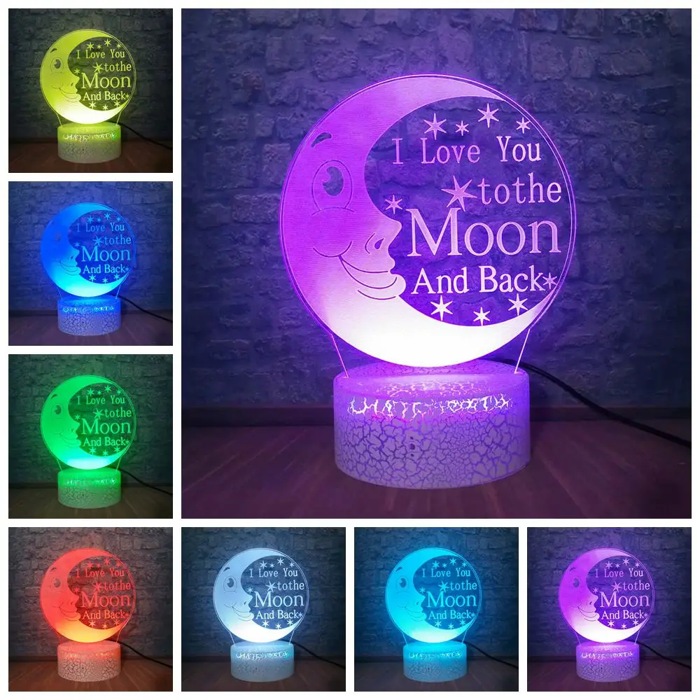 I LOVE YOU TO THE MOON AND BACK 3D светодиодный Настольный светильник в романтическом стиле