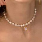Японский Baroco Стиль винтажный пресноводный жемчуг чокер ожерелье для женщин девушек элегантные опаловые ожерелья ювелирные изделия Kolye подарки