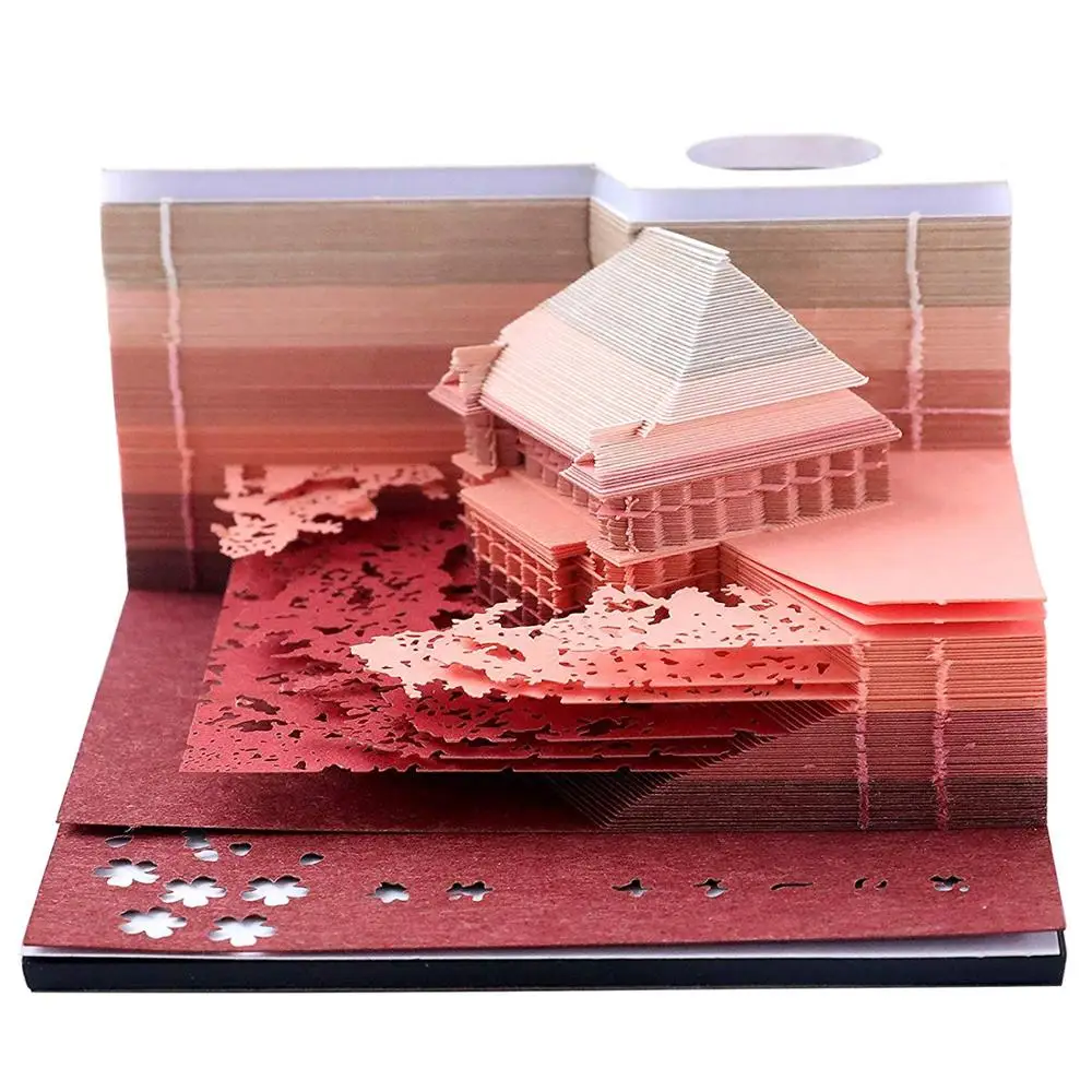 2020 Art Decoration Festival Building Gift 134 sheets DIY Post Block 3D Memo Stick Notes Pad with Gift Box