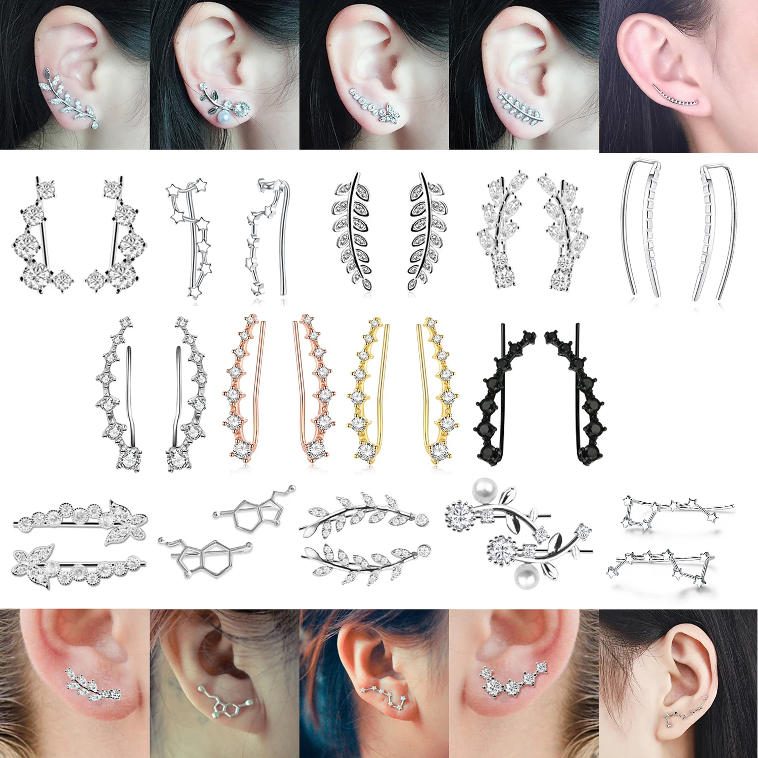 Женские серьги гвоздики с кристаллами 1 пара|Украшения для тела| |