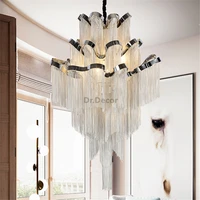 Nordic Large Chandelier Lighting Modern Aluminum Tassel Chandeliers Living Room Luxury Hospitality Lamp Home Decor Italy Design