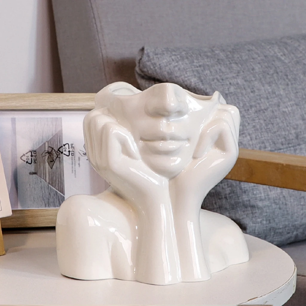 

Creative Ceramic Female Form Face Vase Cute Chic Modern Desk Decoration Flower Arrangement
