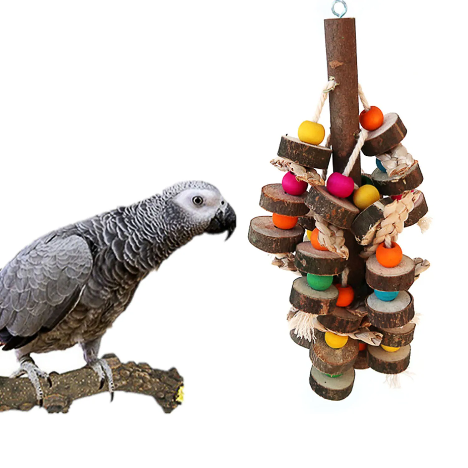 Behogar натуральные деревянные блоки Птица Попугай висит жевательная игрушка укуса