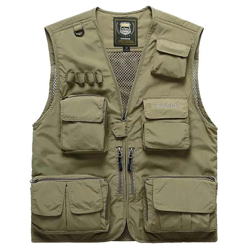 

New men's vest outdoor multi-pocket fishing photography large size men's vest back removable sleeveless jacket waistcoat