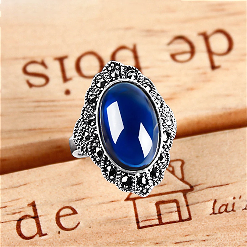 MOONROCY Цвет: старое серебро опал Винтажное кольцо красный зеленый желтый овальные