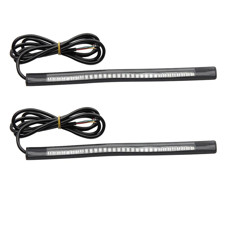 YOLU 2Pcs 48SMD Motorcycle General Light Bar LED Brake Light Turn Signal Tube Waterproof Motorcycle License Tail Light