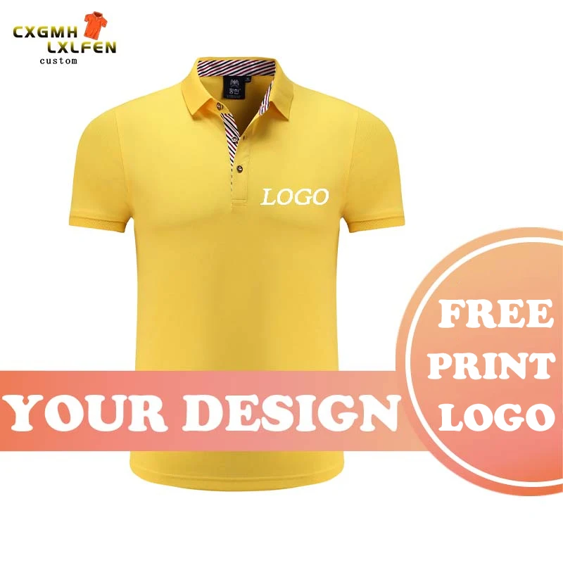 

Рубашка-поло 10 цветов, керамическая хлопковая рубашка-поло с отворотом и короткими рукавами, рекламная рубашка, печать на заказ, надпись «сд...