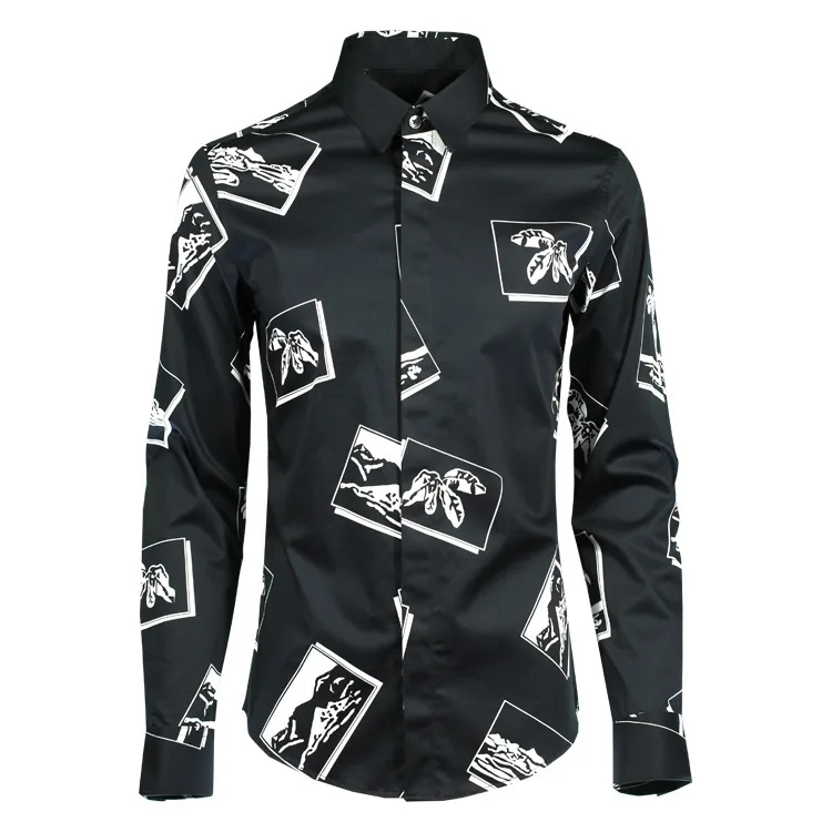 Роскошная Цветочная модная Однотонная рубашка из 100% хлопка с длинным рукавом Camisa