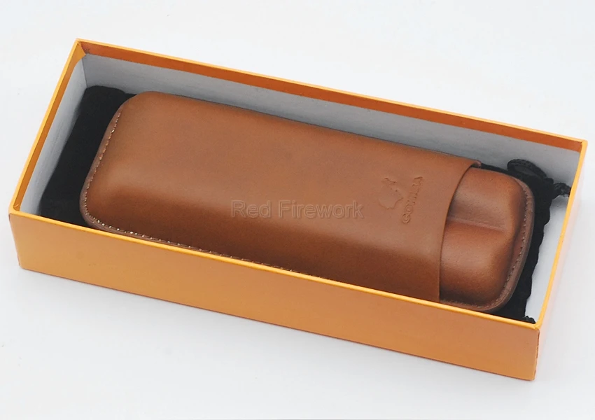 

Cohiba Noble Succinct Brown Leather 2 Tube Cigar Holder Case Humidor Portable
