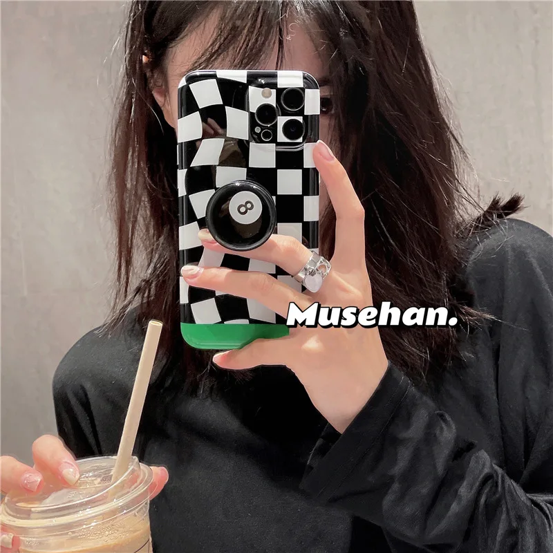 Чехол INS Korea в шахматную клетку для телефона бильярда № 8 кронштейн захвата