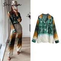 loose tie dye blouse za 2021 women oversize casual holiday female tops summer vintage boho printing shirts femme chandails new