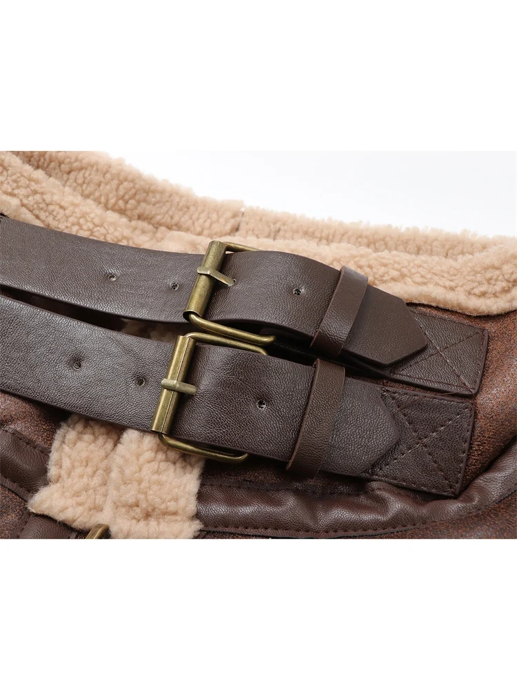 Женская меховая куртка с поясом на молнии свободная теплая зимняя винтажная