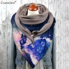 Шарф женский, двухслойный, зимний, теплый, с рисунком волка, 2021