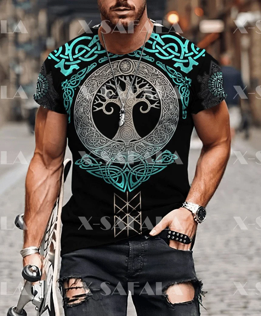 Викинг один тату Ворон символ Броня 3D печатная Высококачественная футболка из