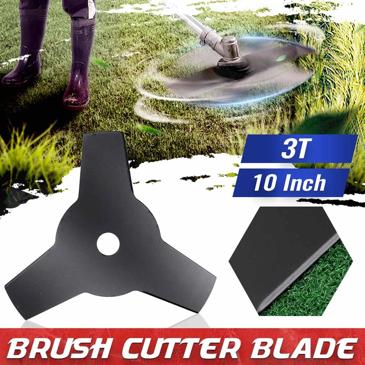 

10 Inch 3T Brush Cutter Trimmer Blade Brush Cutter Blade 3 Tooth Replacement for Grass Trimmer Garden Tool Parts