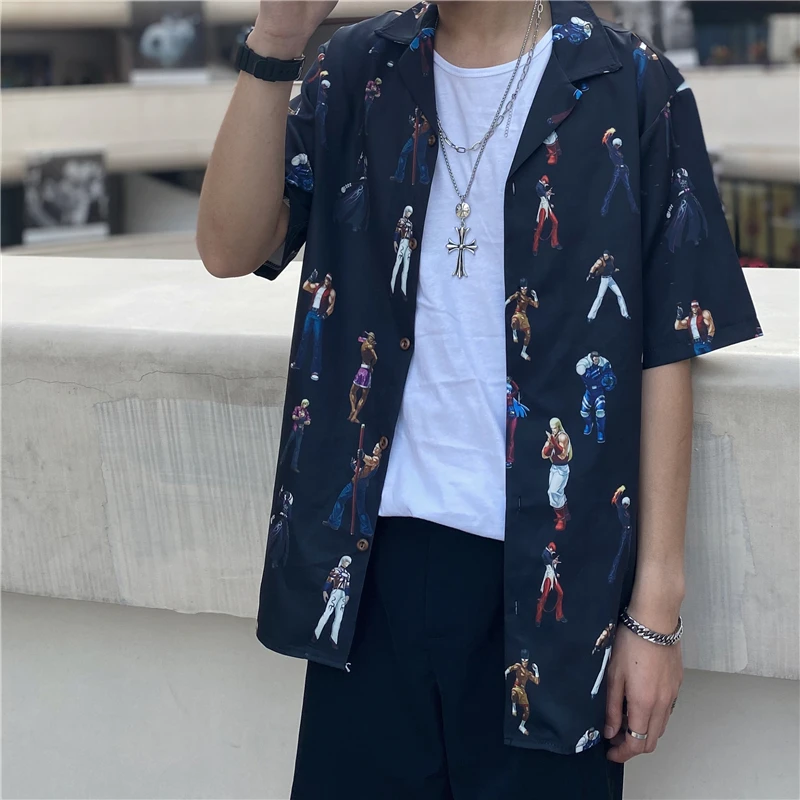 Рубашка OSCN7 Мужская/женская с принтом Повседневная Уличная пляжная блуза в стиле