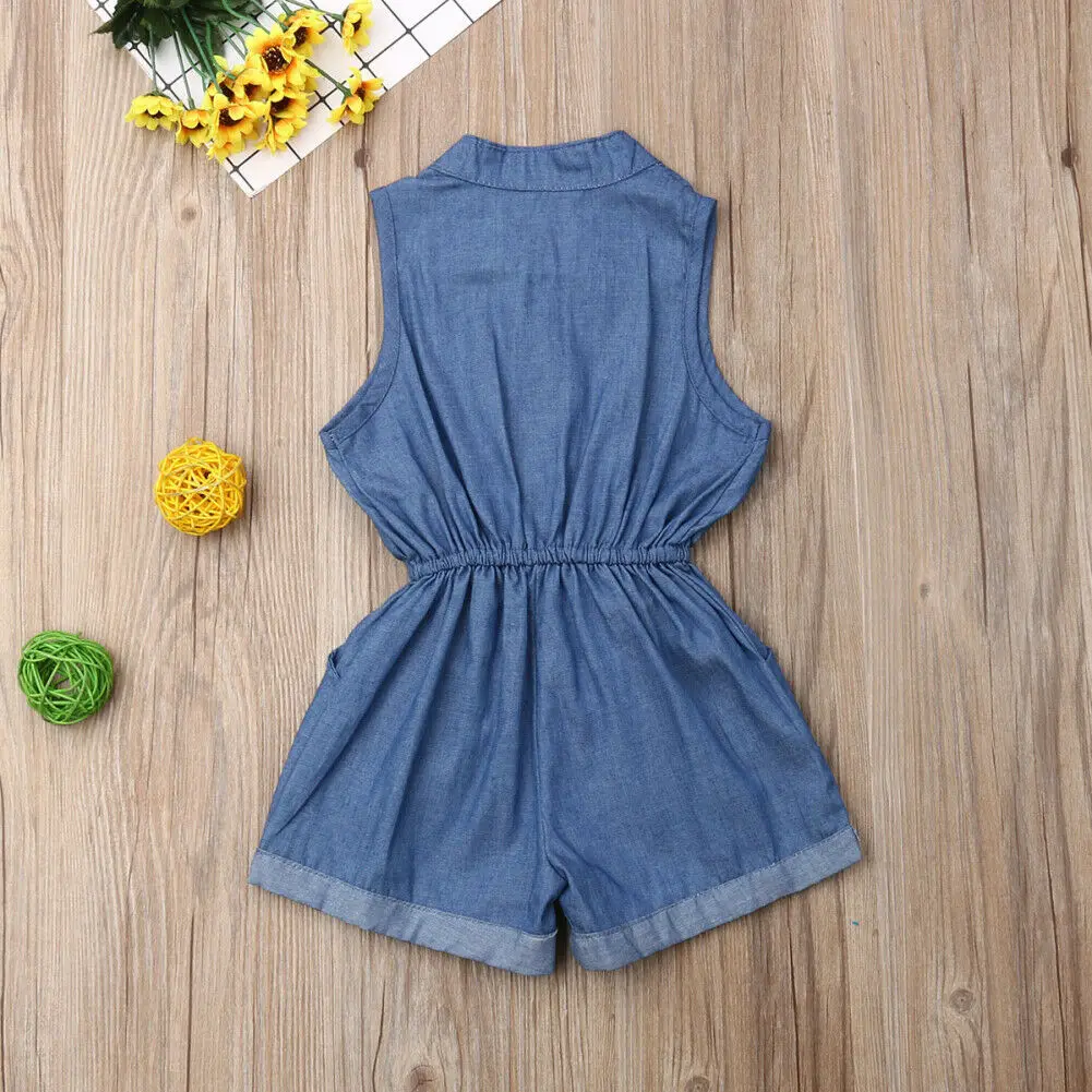 Одежда без рукавов Комбинезоны для маленьких девочек комбинезон Повседневная