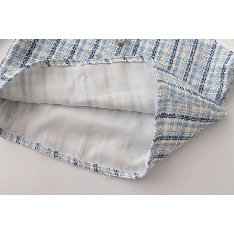 

French Vintage Plaid Print Blouse Women 2021 Summer New Fashion Casual Square Collar Chiffon Shirt Flare Long Sleeve Female Tops