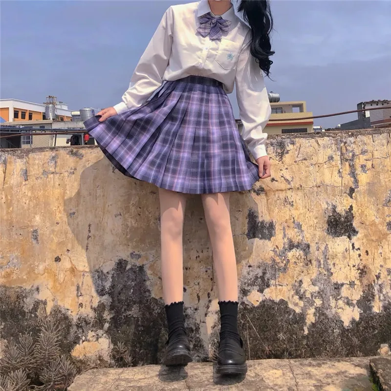 Новая японская школьная юбка с высокой талией популярная осенне-летняя