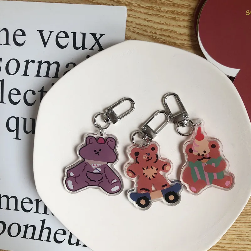 

Ins мультфильм милый скейтборд медведь Ключ Пряжка девушка сумка Карандаш Чехол Креативные аксессуары кулон декоративные Kawaii управление кл...