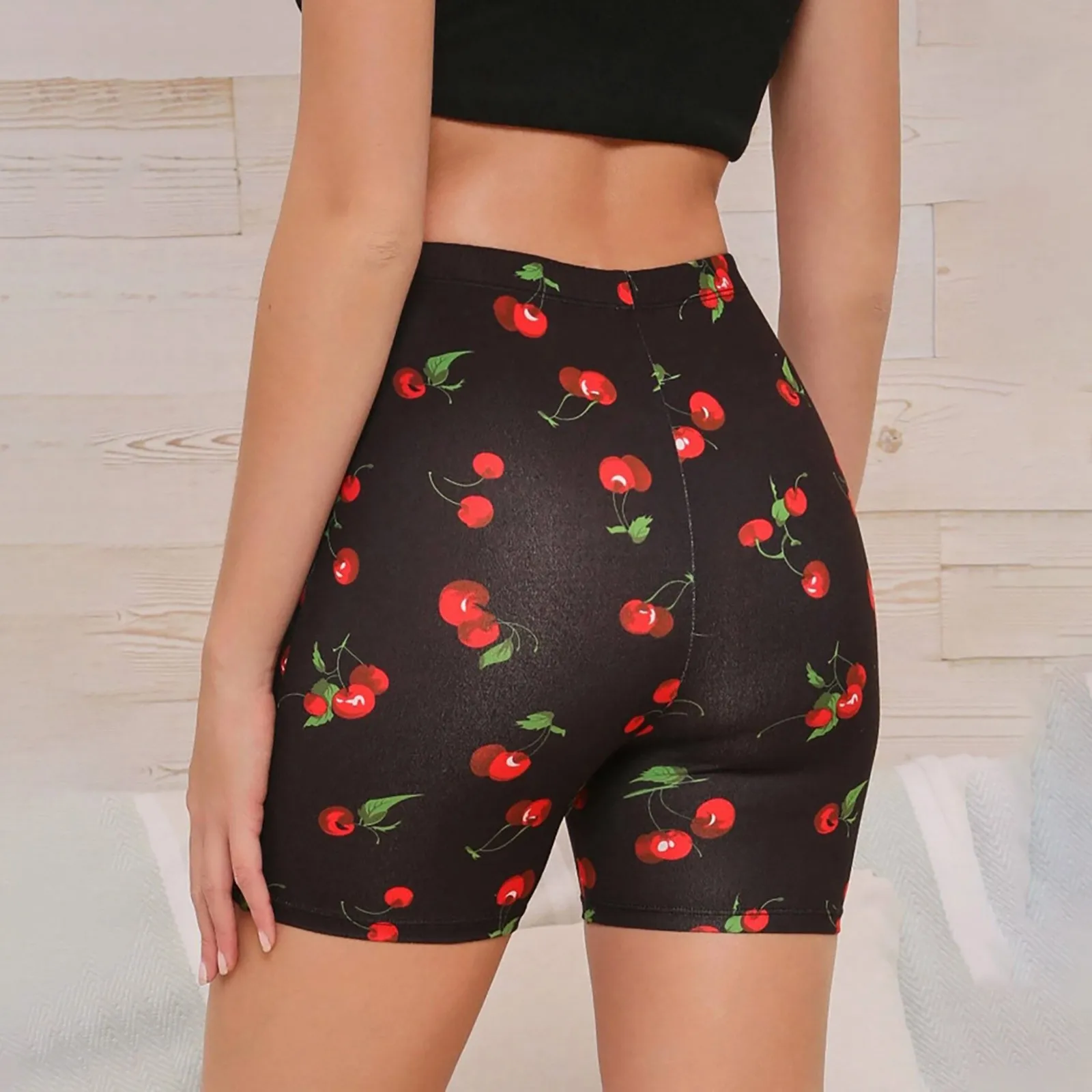 

Skinny Leopard Shorts Female High Pattern Elastic Waist Bottoms Casual Sportswear Shorts Summer Women'S Clothing