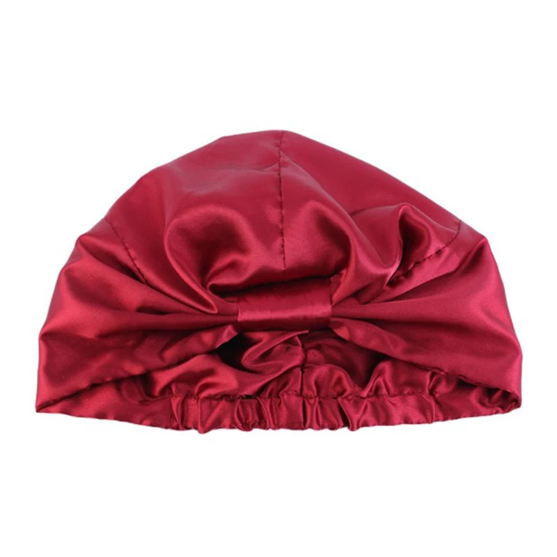 

Satin Bonnet Cap Turban Chemo Hat Women Wide Elastic Band Solid Night Sleep Beanies Skullies Chemo Cap Fashion 19 Styles 2021