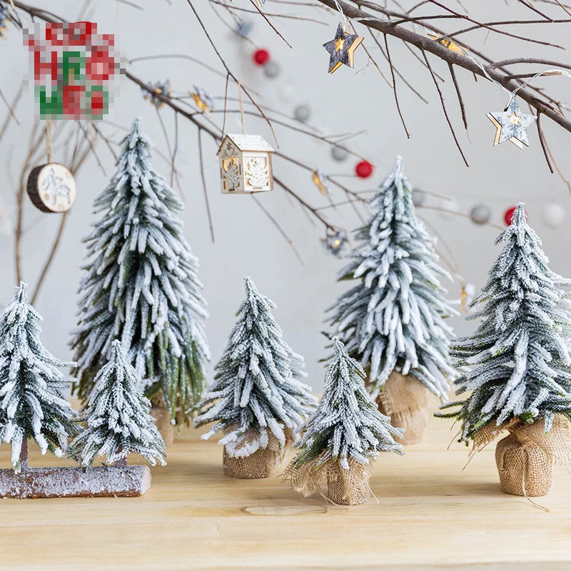 

Snow Spray Flocking Linen Cedar Mini Christmas Tree Counter Window and Desktop Home Decor Cristmas Decorations for Tree Ornament
