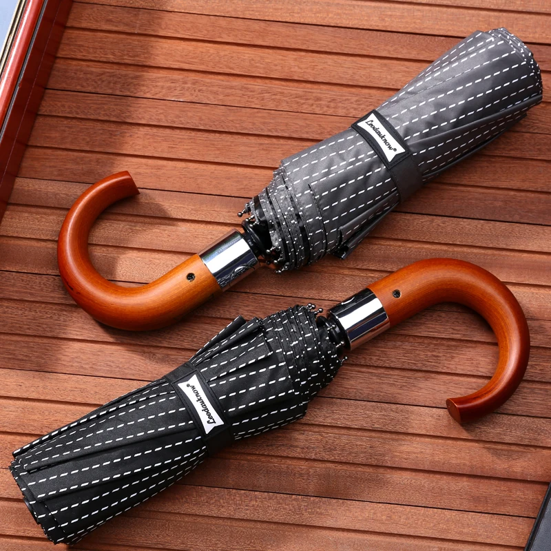 

Ретро автоматический зонтик большой черный деревянный парный садовый зонт для гольфа ветрозащитный наружный УФ Ombrello дождевик BY50BU