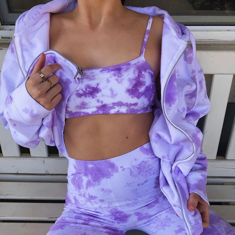 

Tie Dye Print Casual Jacket Women Fashion Autumn Long Sleeve Coat Ladies Pockets Harajuku Hooded Overcoat Streetwear