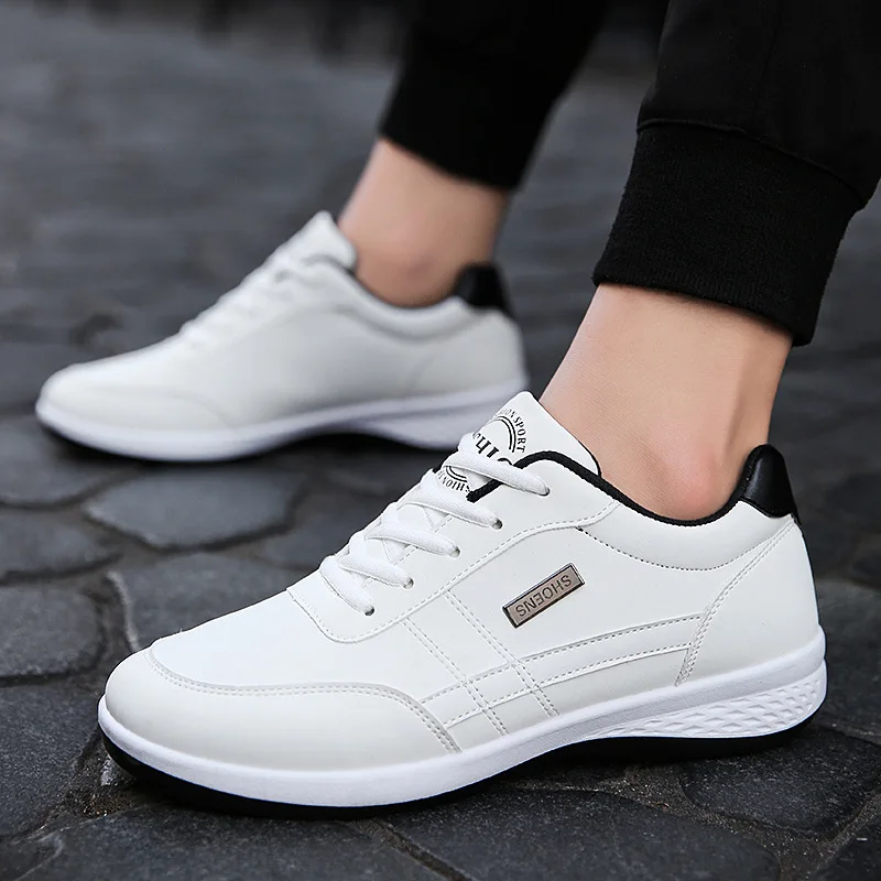 Кроссовки мужские из натуральной кожи дышащие на шнуровке модная повседневная