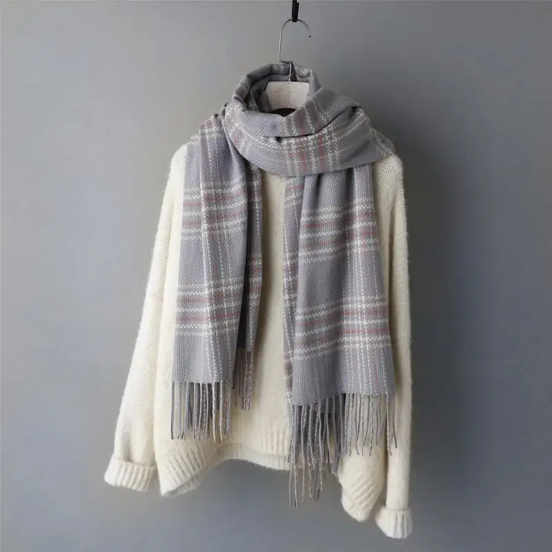 Шарф женский плед твердый кашемир шарфы с кисточкой леди весна осень тонкий