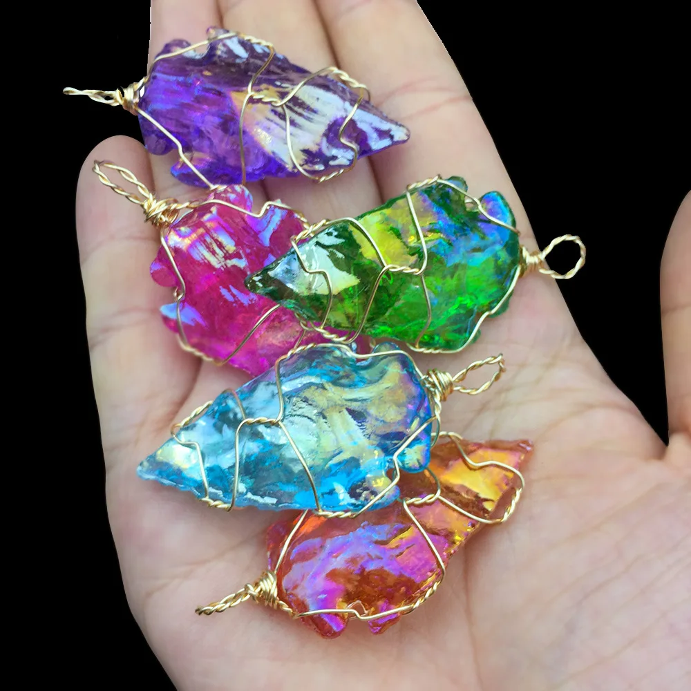 Кулон в виде проволоки из натурального хрусталя подвеска со стрелой