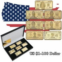 us dollars gold plated metal bar set in box american collectables challenge coin bullion set souvenir gifts for men dropshipping