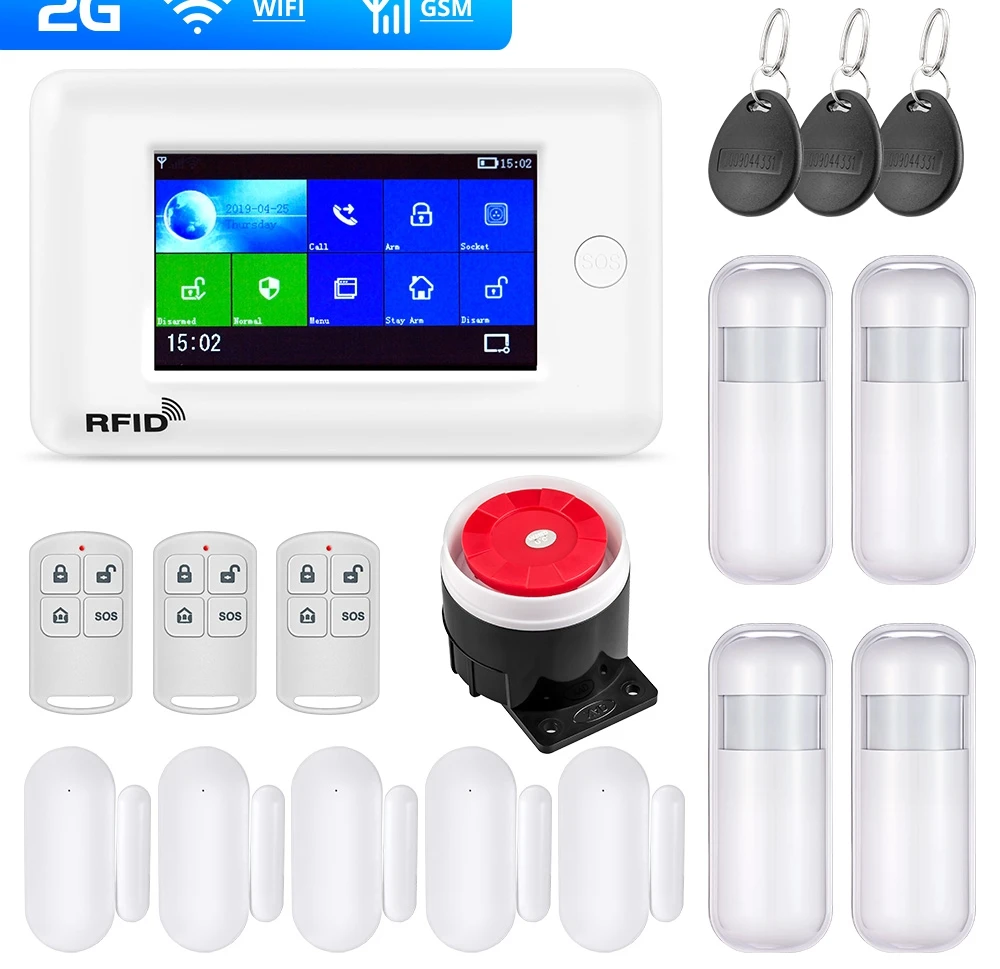 Fuers WIFI 2G 3G Smart Alarm System Home Security Anti Theft 4.3 inch Color Screen APP Remote Control PIR Motion Sensor | Безопасность и