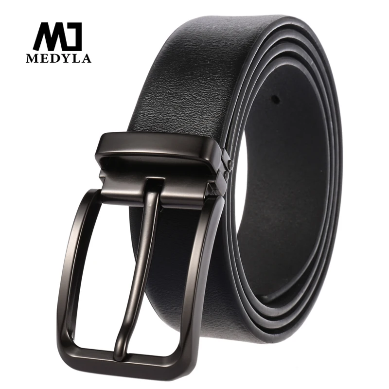 MEDYLA Famous Men Belt Jeans Genuine Leather Pin Buckle Cowboy Belts For Male Vintage Brand Cowhide Belt Waistband LY4018