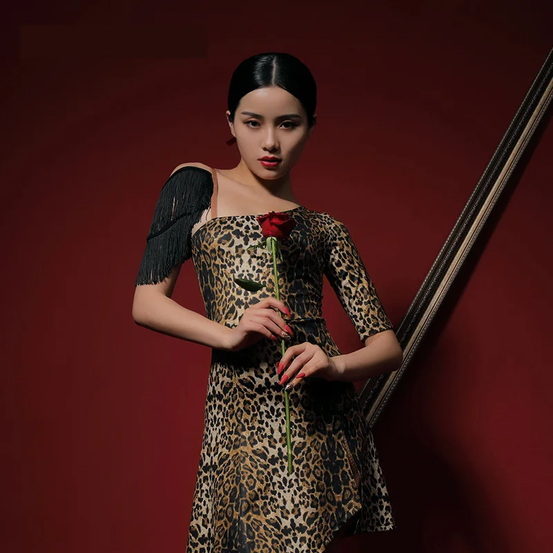 

Tassel Oblique Shoulder Irregular Sexy Latin Dance One-Piece Dress for Women/Female,Ballroom Costumes Performance Wear L9677