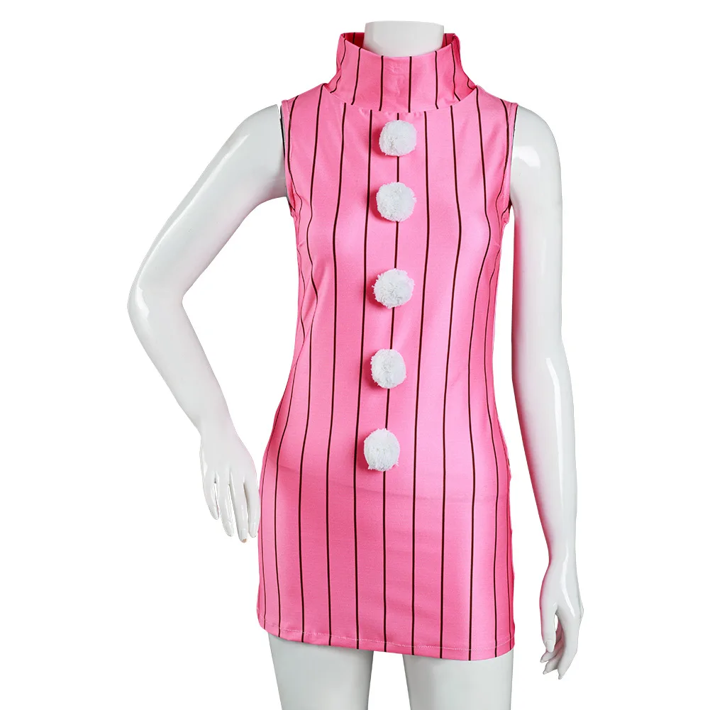 Anime The Seven Deadly Sins Diane Cosplay Costume Women Sleeveless Dress Pink Striped Uniform Halloween Carnival Suit images - 6