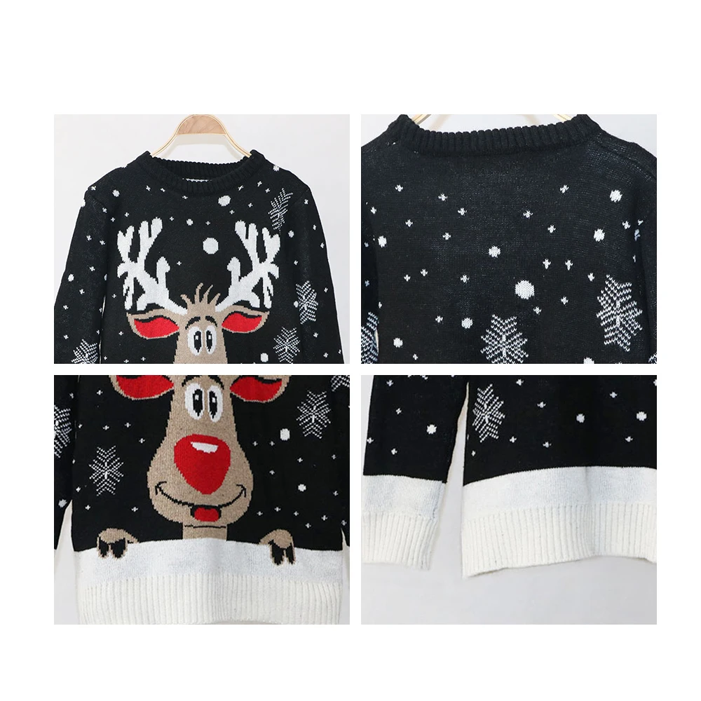 

Christmas Winter O-Neck Women Sweater with Elk Deer Autumn Female Pullover Lady Jumper Thicken Top Oversized New Year Sweater