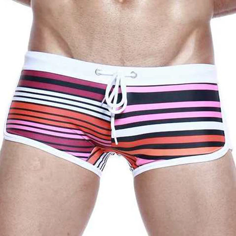 Сексуальные мужские с низкой посадкой купальники летние полосатые нейлон