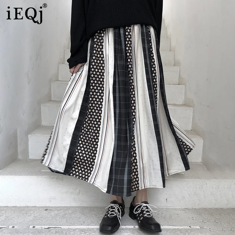 

IEQJ повседневная юбка с высокой эластичной талией, подходящая ко всему, плиссированная, сращенная, средней длины, женская мода, новинка, весн...