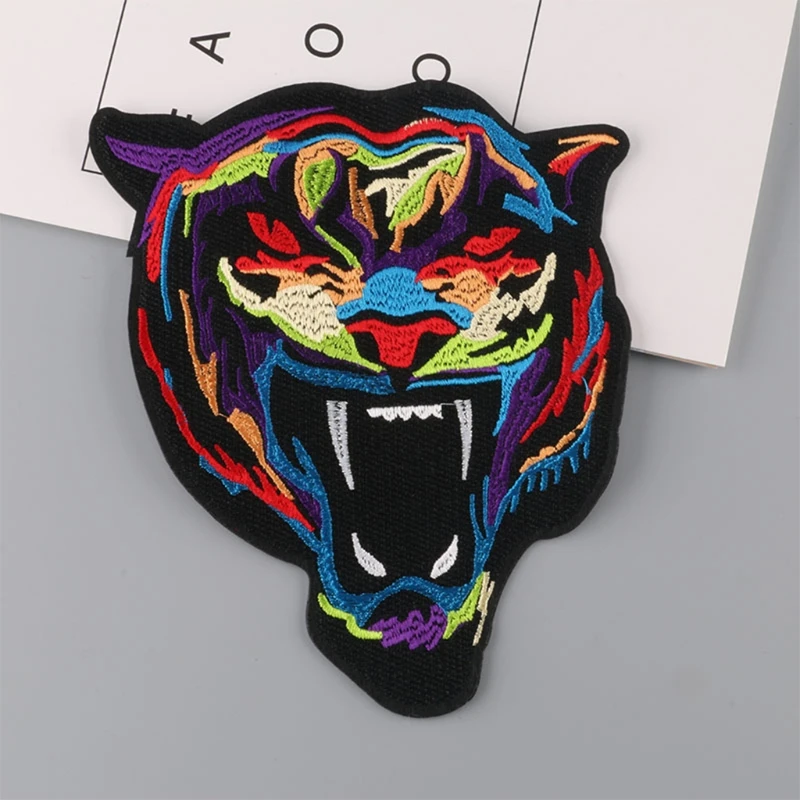 

The Roaring Colourful Tiger Embroidered Badge Iron on Sew on Patch for Clothes Jackets Jeans Backpack