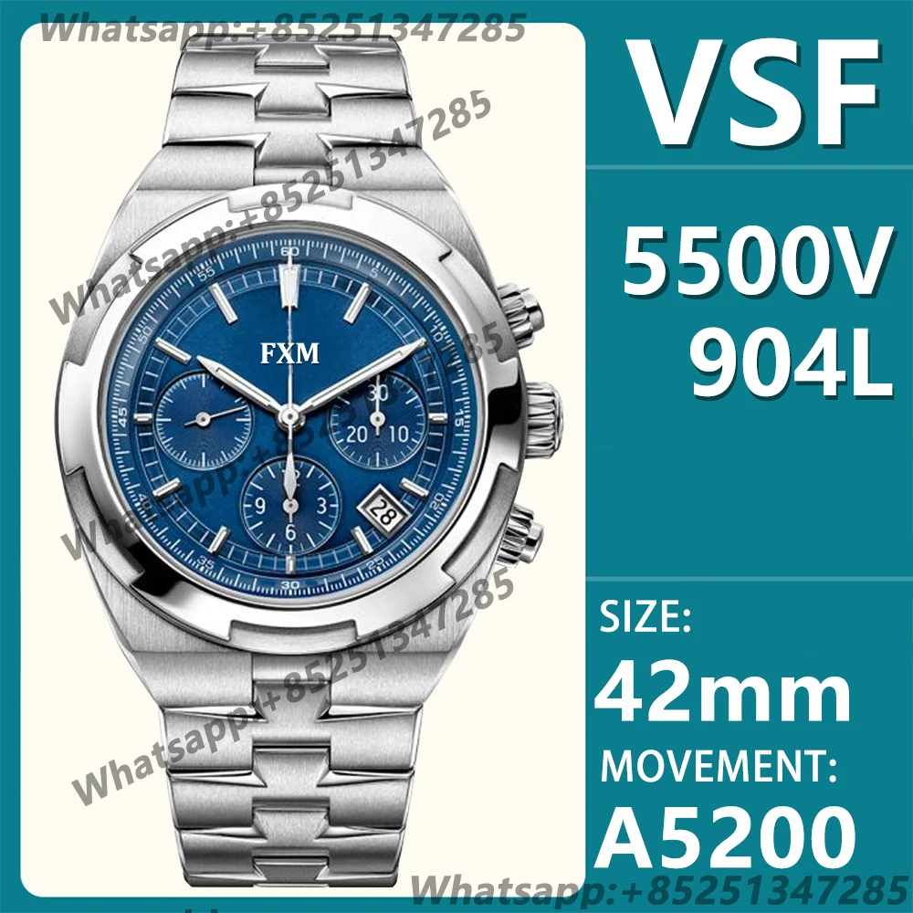 

Men's Automatic Mechanical Top Luxury Watch Overseas Ultra-Thin 5500V VSF 1:1 Best Edition 904L AAA Replica Super Clone Sports