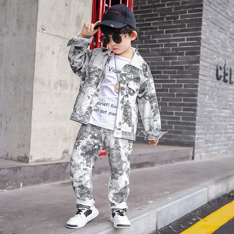 Камуфляжная детская одежда для мальчиков осенний комплект из 2 предметов