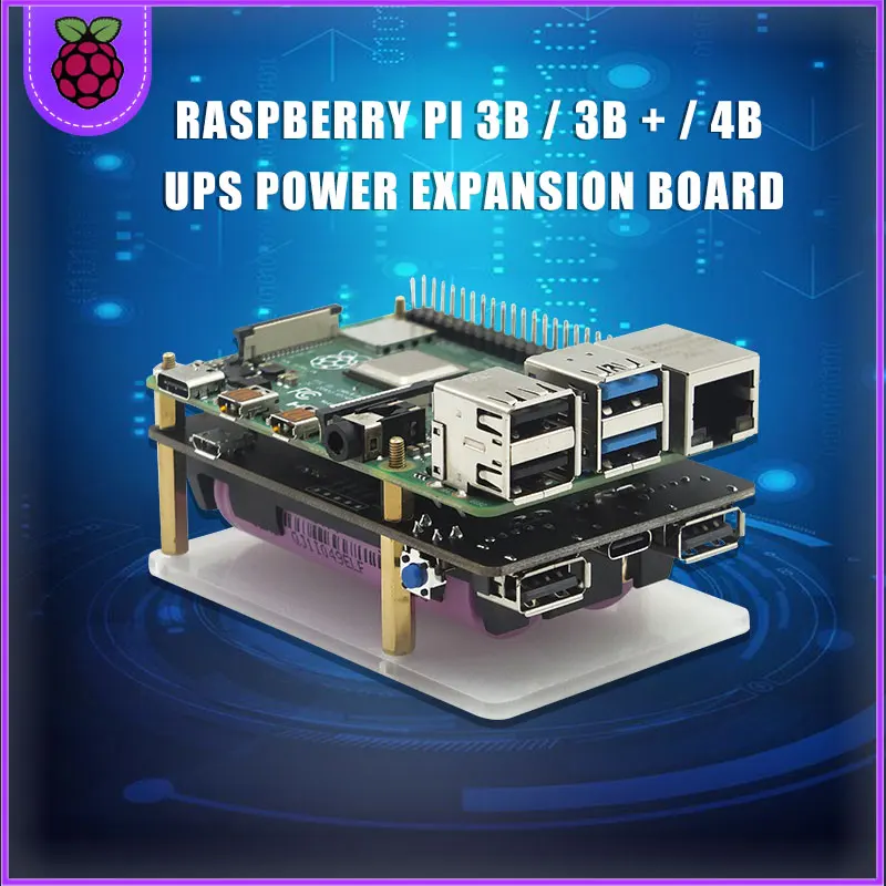 18650 UPS Pro расширенное устройство питания с двумя портами USBA для Raspberry Pi 4 B / 3B + не